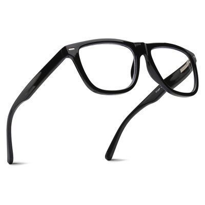 2SeeLife Oversized Blue Light TR-90 Reading Glasses for Men Medium Fit, Sturdy Frame, Spring Hinges, Premium Readers, Shiny Black, +1.75