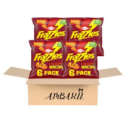 AMBARII Smith's Smiths Frazzles Crispy Bacon Flavour Corn Snacks Pack of 6 x 4