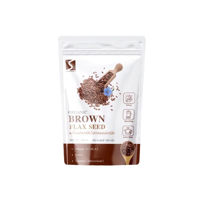 (Pack of 2) Organic Brown Flax Seed Bags of Whole Raw Flaxseed - USDA Certified Organic - All-Natural Superfood for Baking & Smoothies 100g