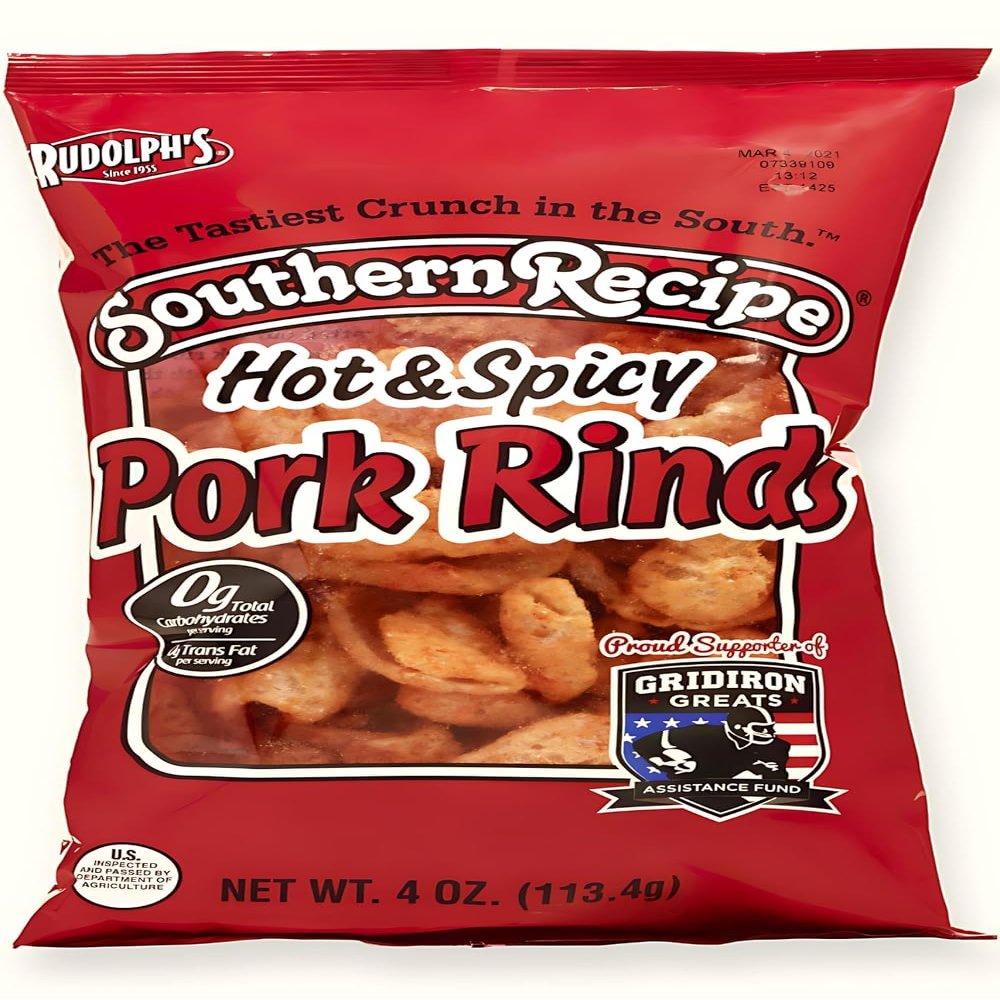 Southern Recipe Pork Rinds, Hot & Spicy, 1.75 oz (24-Pack) High Protein, Low Carb, Keto Friendly, Gluten Free Snack