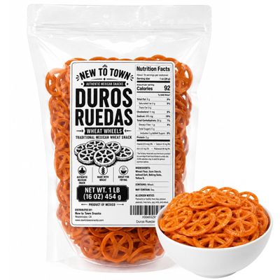 Duros Ruedas 1 lb, Duros Mexican Wheat Snacks, Chicharrones de Harina, Wheat Wheels for Frying, Fritura de Rueda, Mexican Snacks, Duros Pasta by New to Town