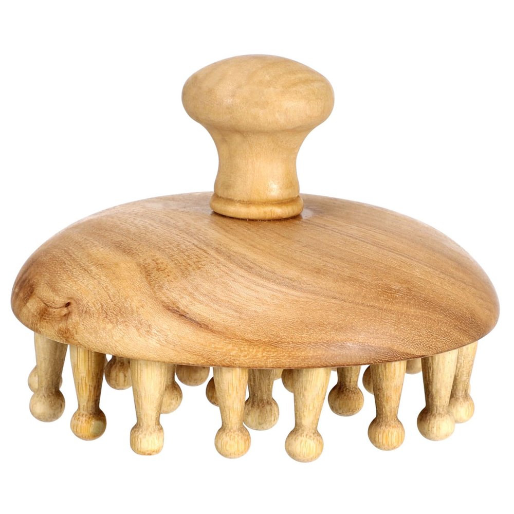 FRCOLOR Sturdy Wooden Scalp Massage Comb with Wide Teeth for Comfortable Head Relaxation and Circulation Improvement Natural Material Ergonomic Design for Stress Relief Neck Back and Arms