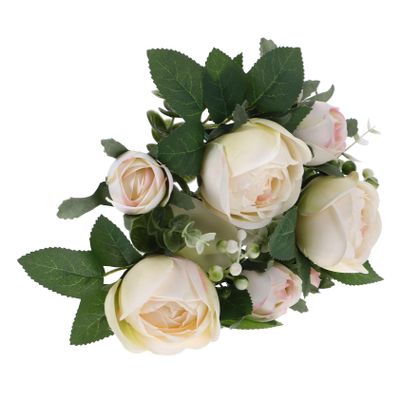 ABOOFAN Artificial Rose Candle Ring Wreath for Wedding Table Party Realistic Beige Floral Decorative Candle Holder Centerpiece