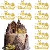 10 Pcs Merry Christmas Cake Topper Christmas Tree Elk Mirror Gold Acrylic Cupcake Topper Picks Cake Decorations for Xmas Holiday Party Supplies view 1