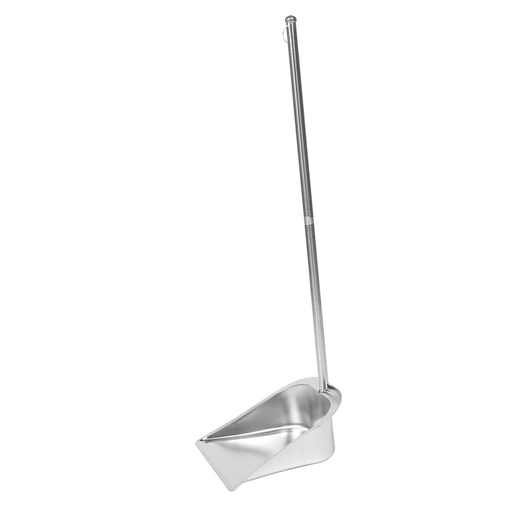 Hemobllo Reusable Stainless Steel Dustpan with Long Handle Capacity Cleaning Pan for Home Office Garage and Lobby Use Non Magnetic Material Detachable and Space Saving Design