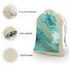 JWSDKNJ 8 Pcs Drawstring Gift Bags 4.9" X 6.7" Teal And Gold Marble Jewelry Pouches Shiny Wedding Party Favor Bags Reusable for Party, Christmas, DIY Craft view 3