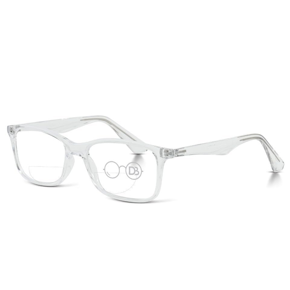 DEBSPECS Bifocal Reading Glasses Dual Strength Lens, Rectangular Frame Screen & Reading Vision Lightweight Unisex Fit Clear By Debby Burk Optical