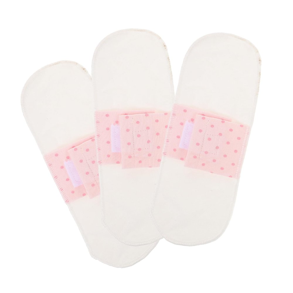 Baluue 3pcs Reusable Washable Menstrual Pads with Button Snaps Absorbent Cotton Panty Liners for Womens Daily Protection Soft Breathable Feminine Pads for Travel Outdoor and Postpartum