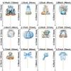 Gyufise 36Pcs A Little Pumpkin is on His Way Cupcake Toppers Carriages Floral Pumpkin Baby Shower Cake Decorations for Baby Boy First Birthday Gender Reveal Party Supplies Favors Blue view 2