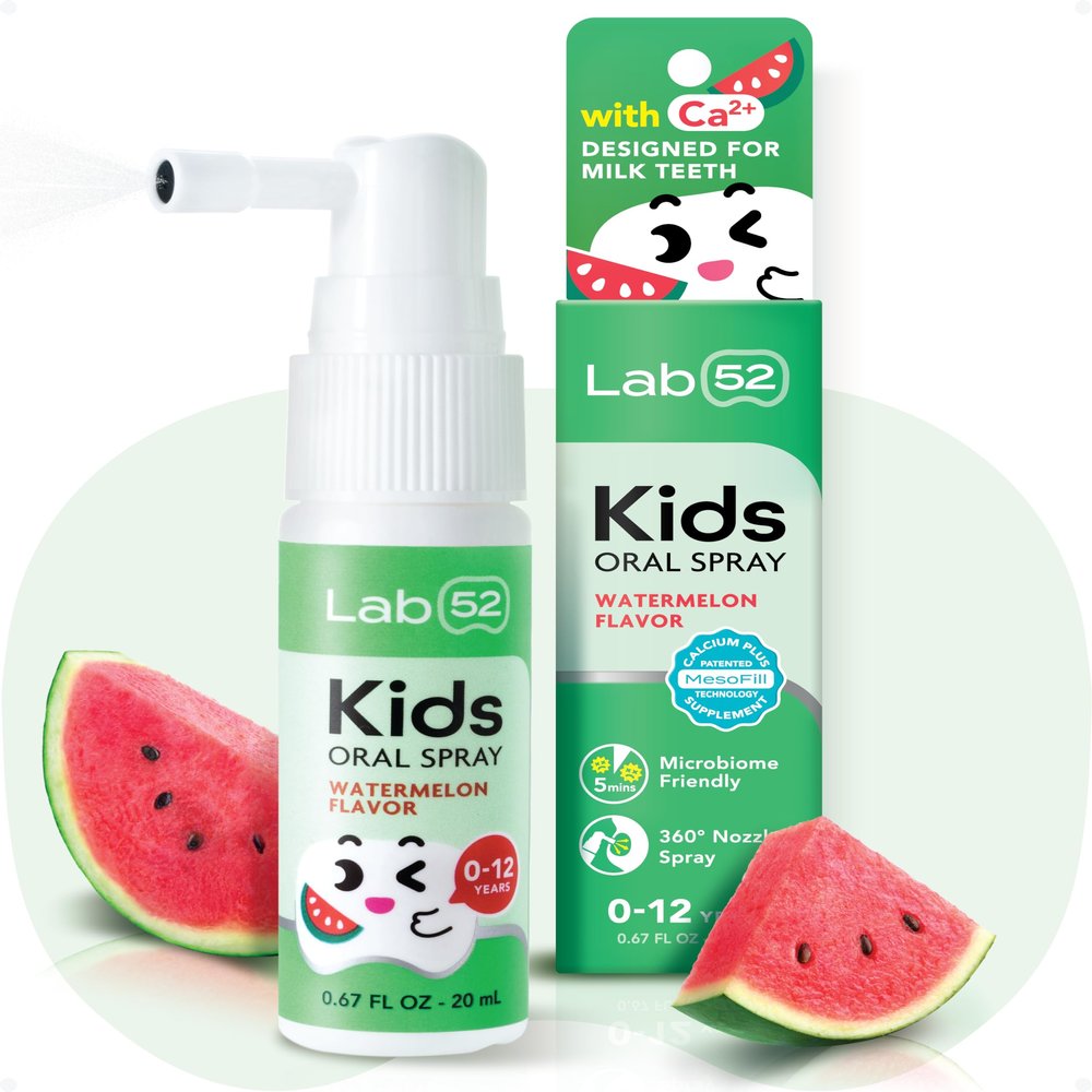LAB52 Kids Oral Spray, Toddler Toothpaste Helper for Daily Oral Care and Fresh Breath, Children Approved with Fluoride Free for Newborn to Preschoolers, Xylitol Watermelon Flavor