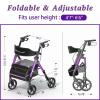 Montary Heavy-Duty Foldable Rollator Walkers with Seat for Seniors - 350lb Capacity, 8" All-Terrain Big Wheels & 6-Position Adjustable Height (Purple) view 2