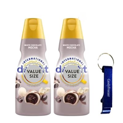 White Chocolate Mocha Liquid Coffee Creamer - Pack of Two (2) 32 fl oz Bottles of Creamy Smooth Delightful Coffee Creamer with Candy Freezer Bottle Opener Keychain (White Chocolate Mocha) Keychain