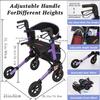 Montary Lightweight Foldable Rollator Walker for Seniors - 17.3" Big Seat, Anti-Tip Design, 8" All-Terrain Non-Slip Wheels & 6-Position Adjustable Height (Purple) view 2