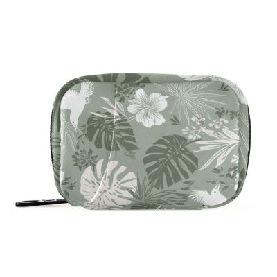 Eyanle Tropical Palm Leaves Birds Flowers Travel Pill Organizer Case Box Container Weekly Portable Vitamin Medicine Holder Storage Bag with Zipper Removable