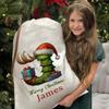 idooodle Personalized Christmas Gift Bag, Custom Name Tree Snowman Elf House Design Home Decor Christmas Gift for Kids Family view 3