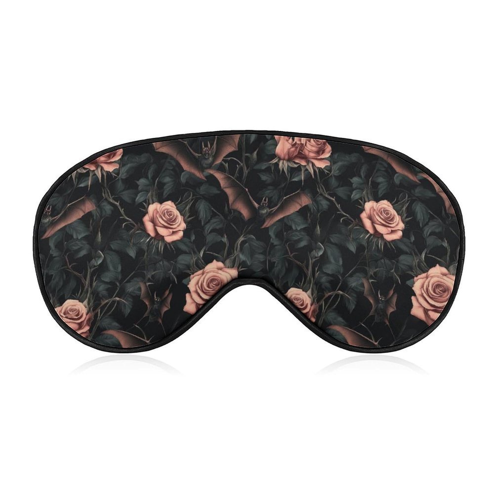 GregTins Bat Pinks Rose Halloween Sleep Mask for Women Men Soft Eye Masks Adjustable Blindfold Sleeping Shade Cover 8 X 4 Inch