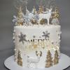 12 Pack Christmas Cake Toppers Acrylic Mirror Engraved Merry Christmas Side Cake Decorations for Winter Xmas Holiday Party Dessert DIY Decor Supplies (12, Glod) view 3