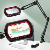 12X Ultra Long 3-Section Swing Arm Lighted Magnifier Lamp, NUEYiO 5.3* 3.2" Square Large Magnifying Glass with Light, 5 Color Modes LED, 4-way Metal Clamp Hands-Free Craft Lamp for Sewing Repair (Red) view 1