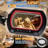 12X Ultra Long 3-Section Swing Arm Lighted Magnifier Lamp, NUEYiO 5.3* 3.2" Square Large Magnifying Glass with Light, 5 Color Modes LED, 4-way Metal Clamp Hands-Free Craft Lamp for Sewing Repair (Red) view 2