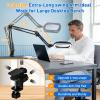 12X Ultra Long 3-Section Swing Arm Lighted Magnifier Lamp, NUEYiO 5.3* 3.2" Square Large Magnifying Glass with Light, 5 Color Modes LED, 4-way Metal Clamp Hands-Free Craft Lamp for Sewing Repair (Red) view 3