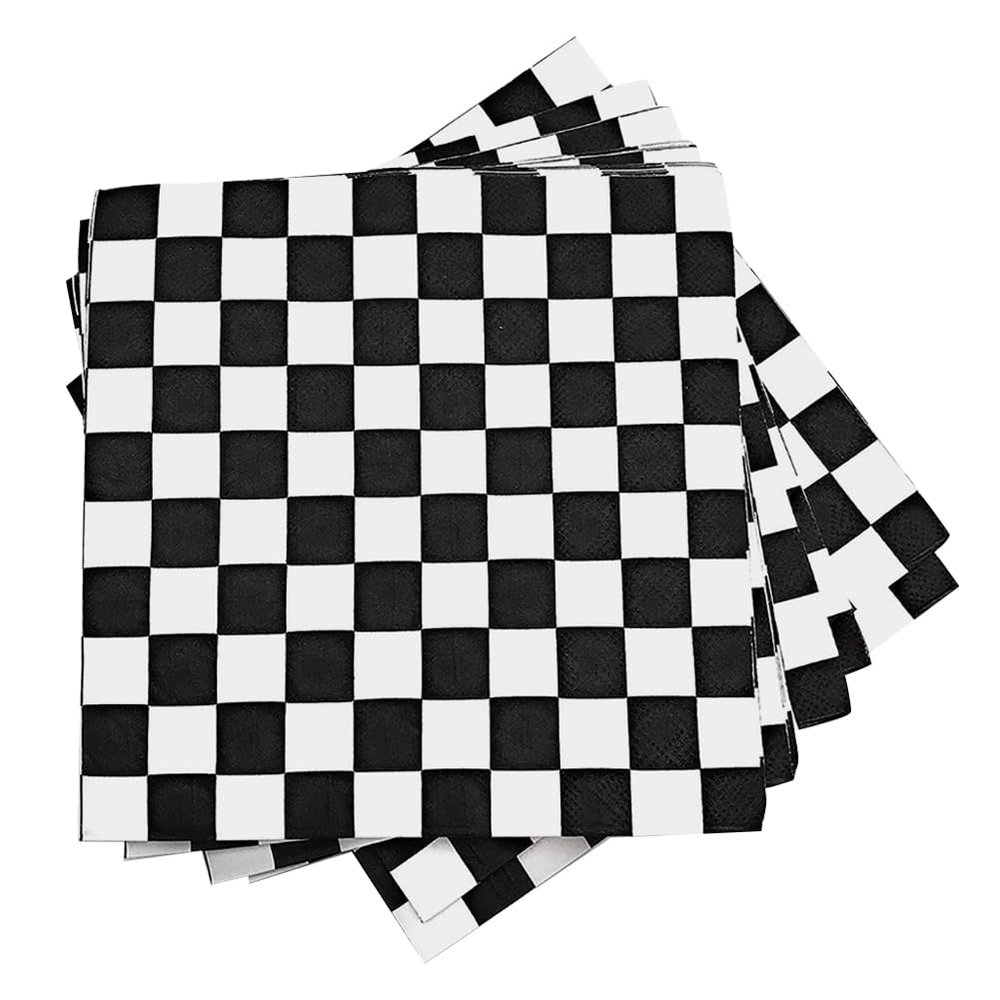 40 Pcs 33 x 33cm Checkered Paper Dinner Napkins Black and White Plaid Napkins Race Car Birthday Napkins Racing Car Party Napkins Decorative Cocktail Napkins Game Day Themed Party Decorations