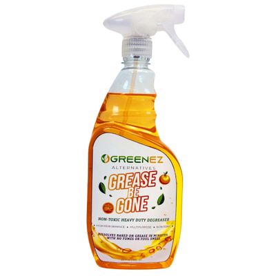 GREENEZ GREASE-BE-GONE | Citrus-Powered Kitchen Degreaser Spray | Dissolves Baked-On Grease & Oil | Pure & Safe Formula for Ovens, Stoves, Air Fryers, BBQ Grills | No Fumes or Odors (23 oz)