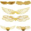 100 Pcs Wizard Party Chocolate Decoration Golden Wings Chocolate Decor Wings Wafer Cupcake Toppers with 100 Pcs Glue Point for Birthday Wizard Them Party Decor Supplies view 1