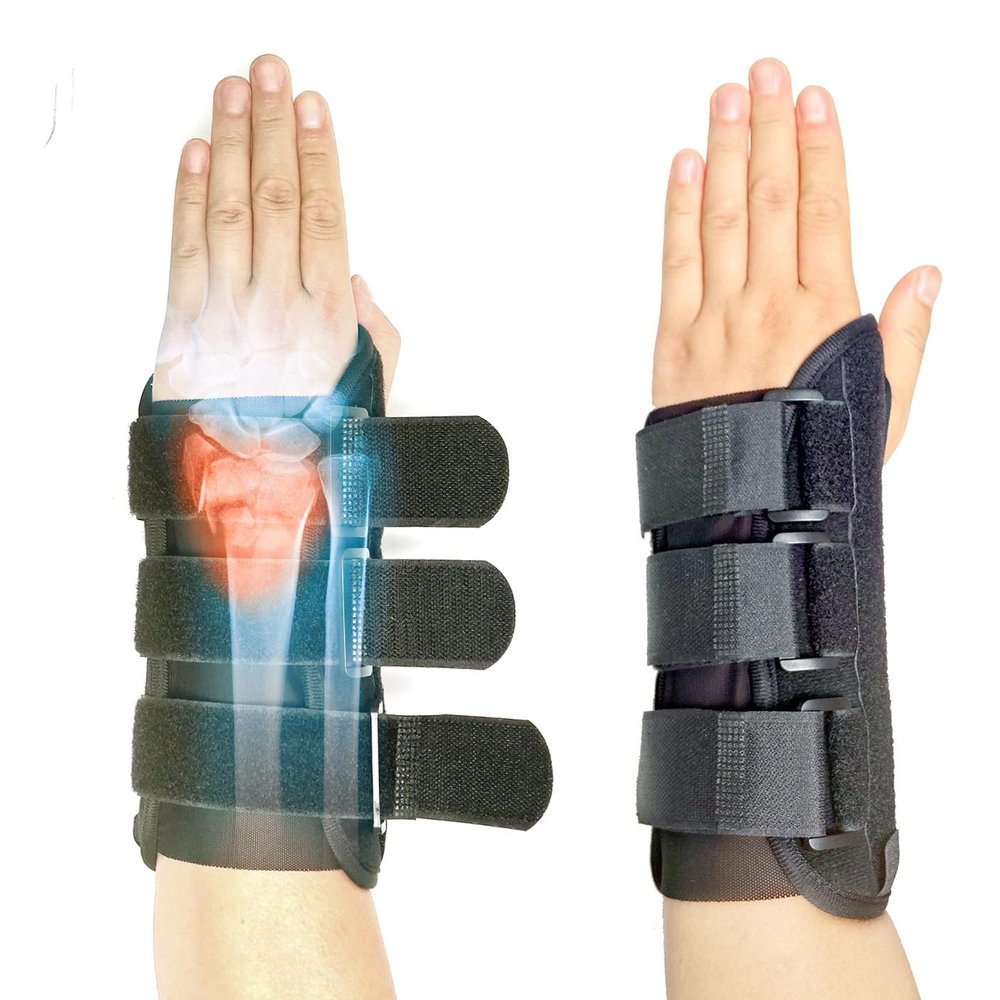 UNHER Carpal Tunnel Wrist Brace Night Support Fit for Work, Pain Relief Wrist Splint for Tendonitis, Sprain, Strain, Rigid Hand Brace for Arthritis for Women and Men Left Hand (M/L)-Black