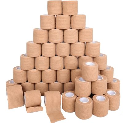 48 Rolls Self Adhesive Bandage Wrap, Vet Wrap 2 Inch for Horses Dogs Wounds Care, Self Sticking Elastic Bandage Wrap Tape for Wrist, Ankle, Sports, Tatto (Brown)