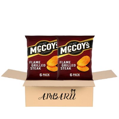 AMBARII McCoy's Flame Grilled Steak Flavour Ridge Cut Potato Crisps Pack of 6 x 2
