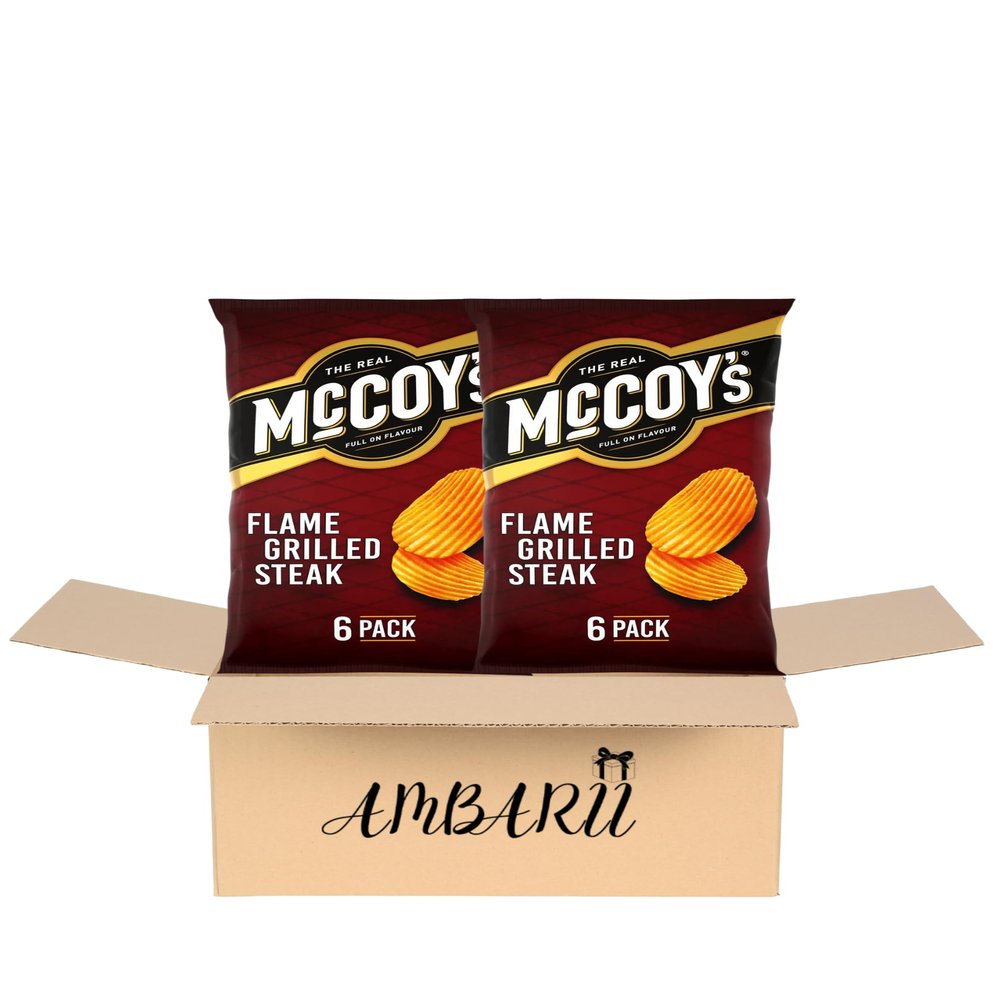 AMBARII McCoy's Flame Grilled Steak Flavour Ridge Cut Potato Crisps Pack of 6 x 2