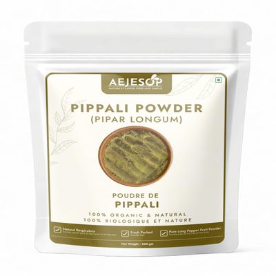 Aejesop Pippali Powder, Organic Long Pepper Powder, Pure Natural Pipar Longum, Fresh Packed Respiratory Support, 200g