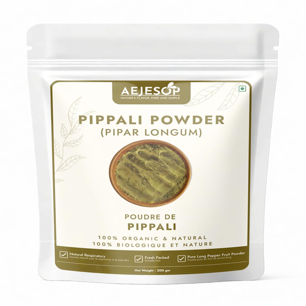 Aejesop Pippali Powder, Organic Long Pepper Powder, Pure Natural Pipar Longum, Fresh Packed Respiratory Support, 200g