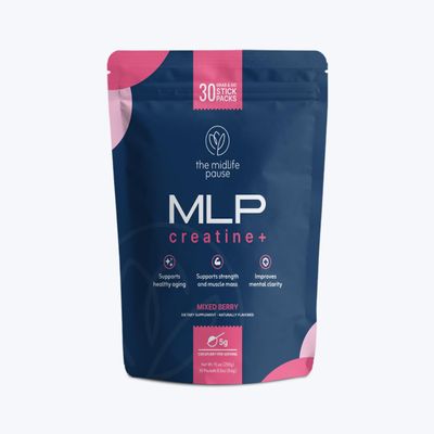 Midlife Pause MLP Creatine +, Creapure Creatine Powder, Mixed Berry 30 Servings, Stick Packs, 5g per Serving, Alpha GPC + B Vitamins Supports Strength, Lean Muscle, & Recovery for Women