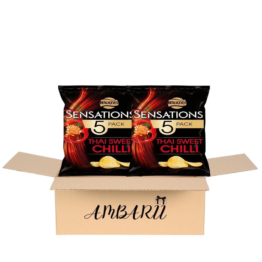 AMBARII Sensations Thai Sweet Chilli Crisps, Potato Chips Snack Pack of 5 x 2