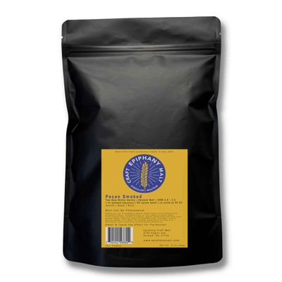 Epiphany Craft Malt, Pecan: Smoked style, SRM 2.6-3.5, 12oz bag