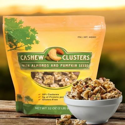 Kirklan Cashew Clusters with Almonds & Pumpkin Seeds 50% Cashews, Gluten-Free, Kosher, Crunchy Snack Mix, 32 oz Resealable Bag