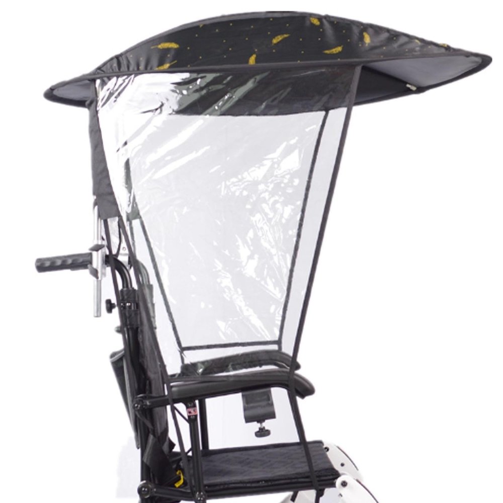 Wheelchair Umbrella, Wheelchair Canopy for Universal Chair Adjustable, Mobility Scooter Canopy Umbrella for Most Wheelchairs Waterproof U-V Resistant Protection(Rainproof,Horizontal)