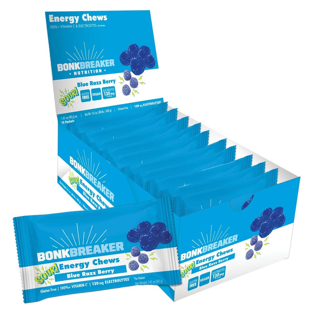 Bonk Breaker Energy Chews Lto Sour Blue Razz Berry, Box Of 10 Packs