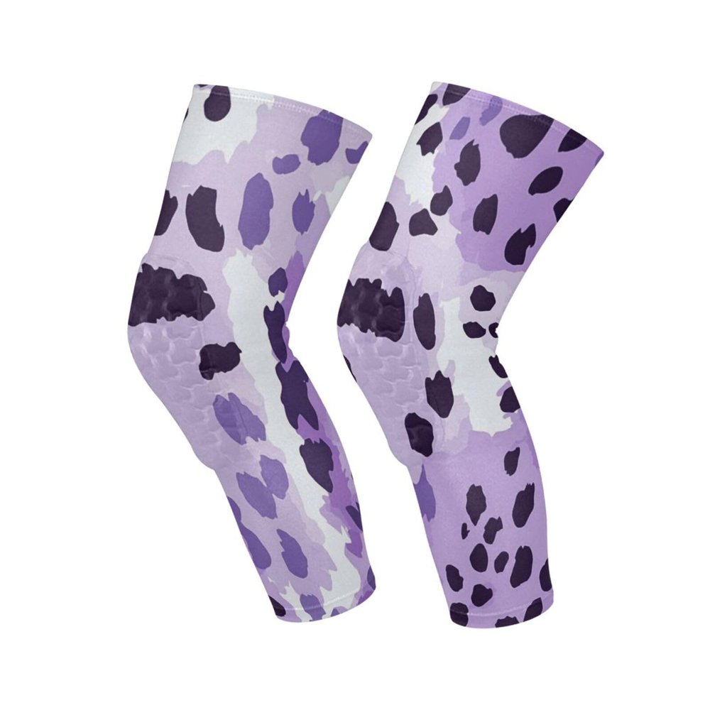 White Purple Leopard elastic knee brace for women (2 pack) Joint Pain Relief knee guards for women for Wrestling, Running, Skiing, Bike