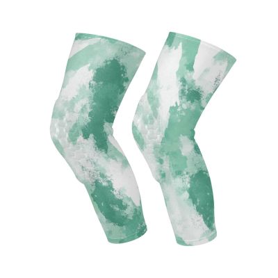 Abstract Watercolor Mint Green Cream White knee brace for women (Pack of 2) Support for All Sports knee pad for Wrestling, Hiking, Gym, Cycling