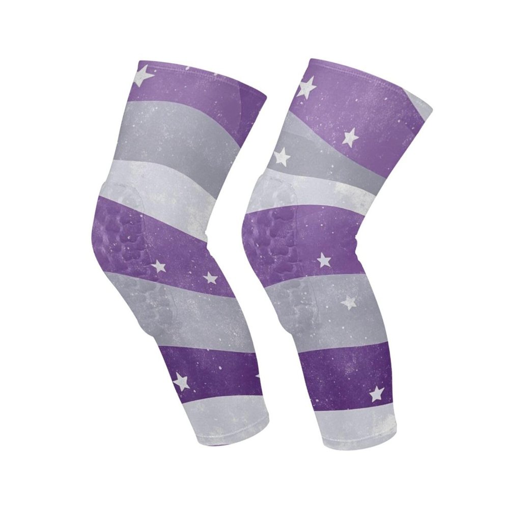 siphylline American Flag Lilac and Silver Gray knee support brace (Pack of 2) Flexible and Wicking exercise knee pad for Gym, Dance, Skiing, Skateboard