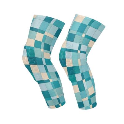siphylline Checkered Plain Teal Beige knee brace women (1 pair) Joint Pain Relief knee compression sleeves for football, Cycling, Skiing, Gym
