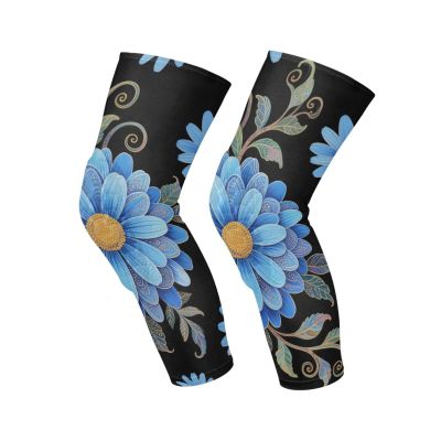 Bohemian Style Blue Daisies knee stabilizer brace for men (A pair) Flexible and Wicking knee pads for women for Skateboard, Soccer, Tennis, Hiking