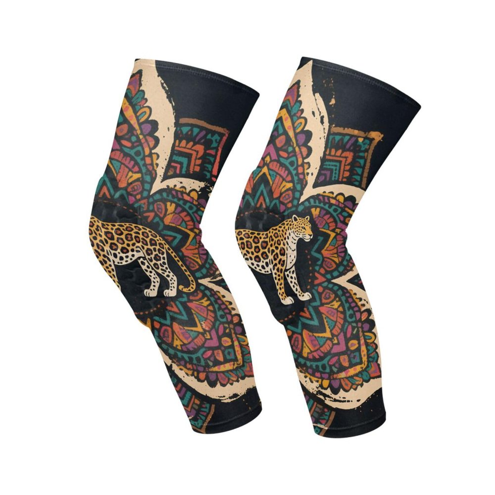 siphylline Boho Mandala Flowers Leopard Colorful knee support brace (1 pair) Joint Pain Relief knee guard for football, football, Wrestling, Wrestling