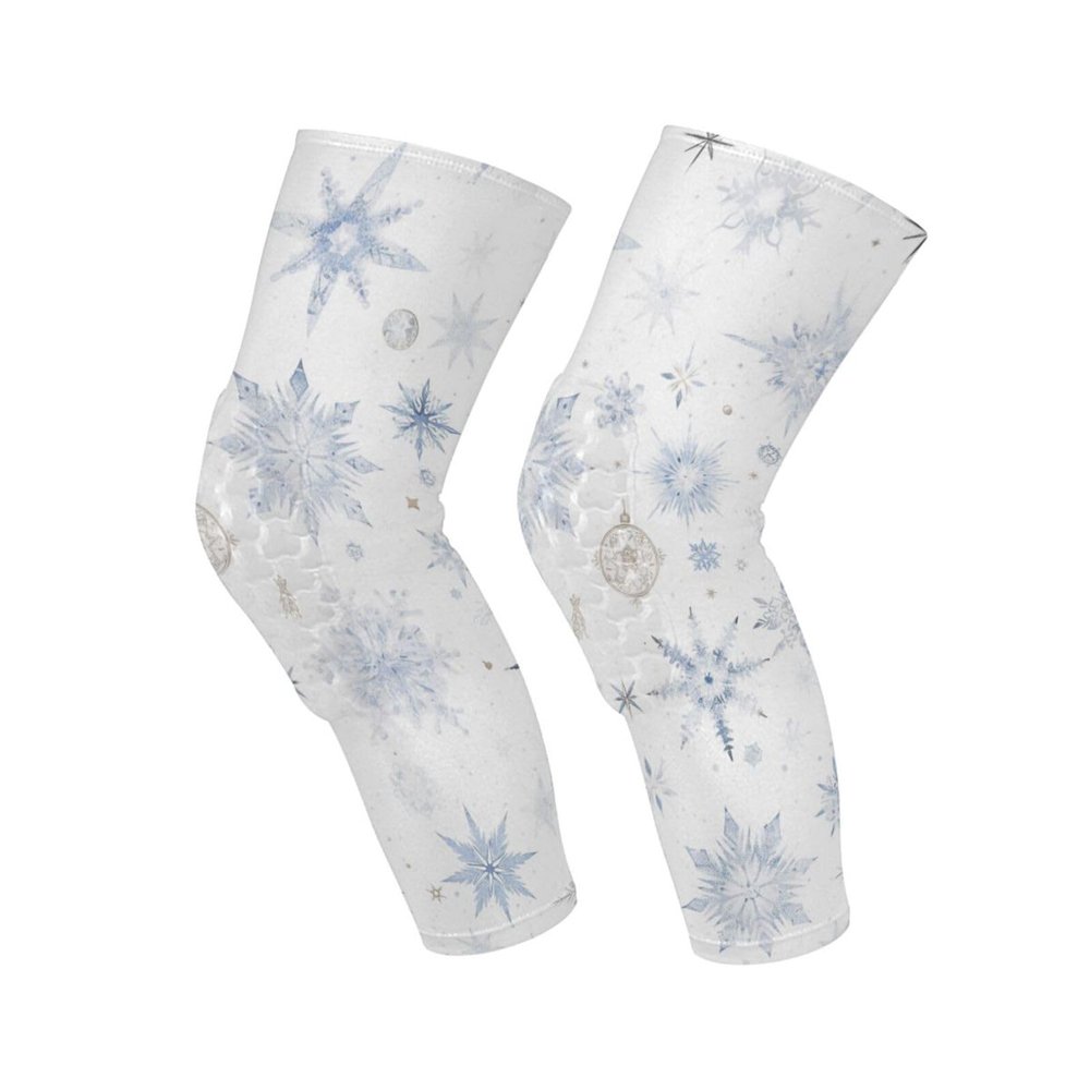 siphylline Cartoon Warm Family Snowflakes White Blue knee brace women (Pack of 2) Relieve Muscle Pressure knee pads for Hiking, Daily Use, football, Wrestling