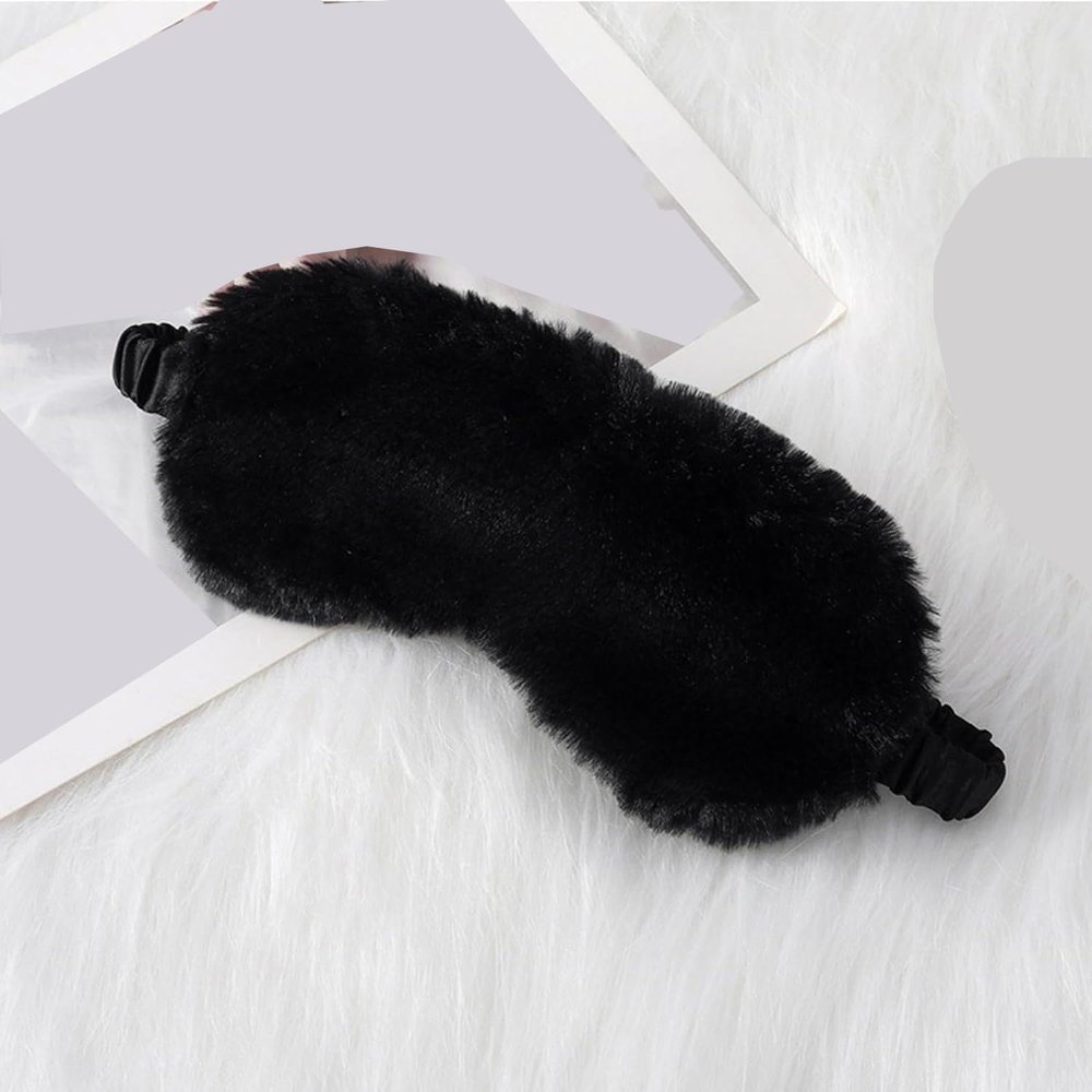 AKOAK 1 Pack Plush Sleep Eye Cover, Sleep Eye Mask, Elastic Light-Blocking Eye Mask with Elastic Band, Comfortable Sleep Light-Blocking for Night Sleep, Travel and Nap (Black)
