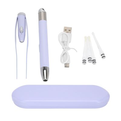 Aoaoy USB Rechargeable Ear Cleaner Earpick with Light, Stainless Steel Ear Wax Spoon Tweezer, Adjustable Clamp Head, Ear Wax Remover for Children Elderly Purple