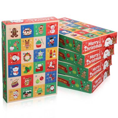 5PCS Advent Calendar Boxes, Fillable Christmas Countdown Calendar 24 Days of Christmas Countdown Gift Boxes DIY Christmas Cardboard Number Box for Xmas Holiday Decorations