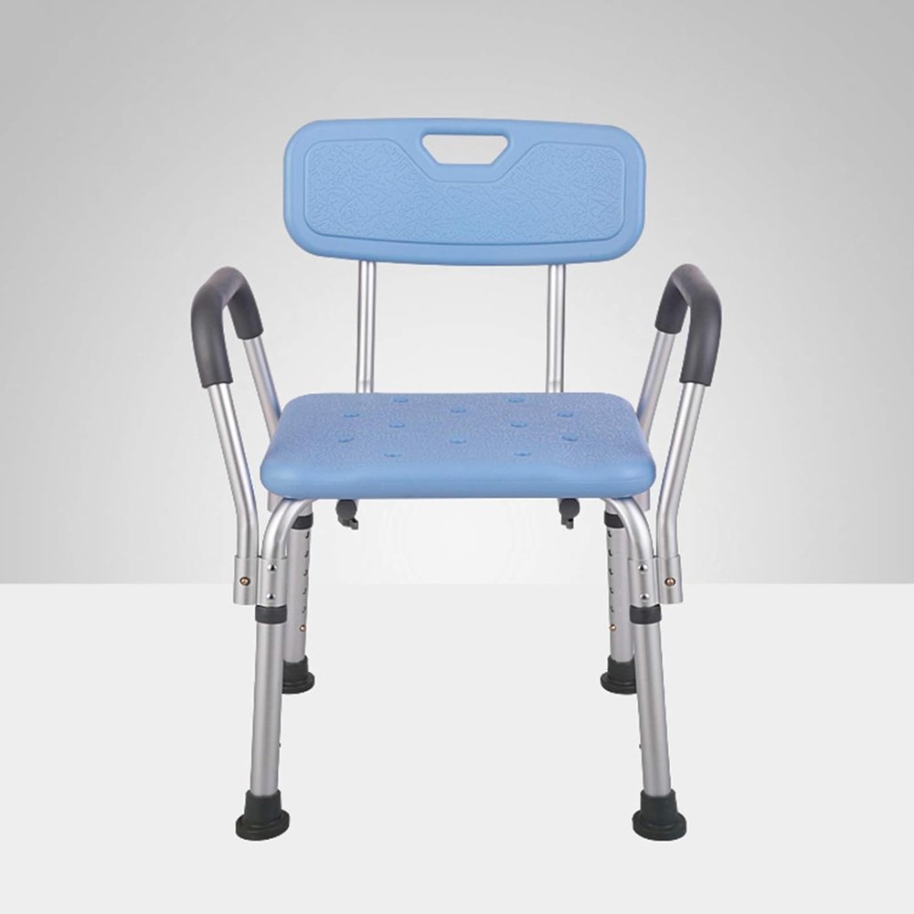Shower Chair for Elderly Heavy Duty Height Adjustable for Seniors and Disabled Shower Aids Shower Seat with Arms and Back Non-Slip Safety ap Bathroom Shower Stool(Blue)